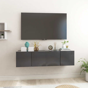 Graue TV-Hängeschränke, 2er-Set