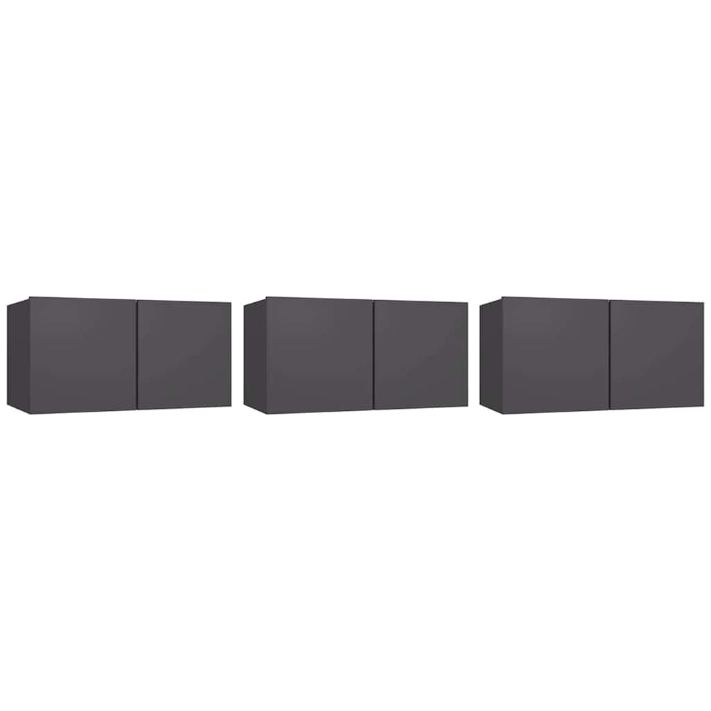 vidaXL Meubles TV muraux 3 pcs Gris 60x30x30 cm