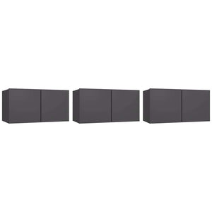 Graue TV-Hängeschränke, 3er-Set