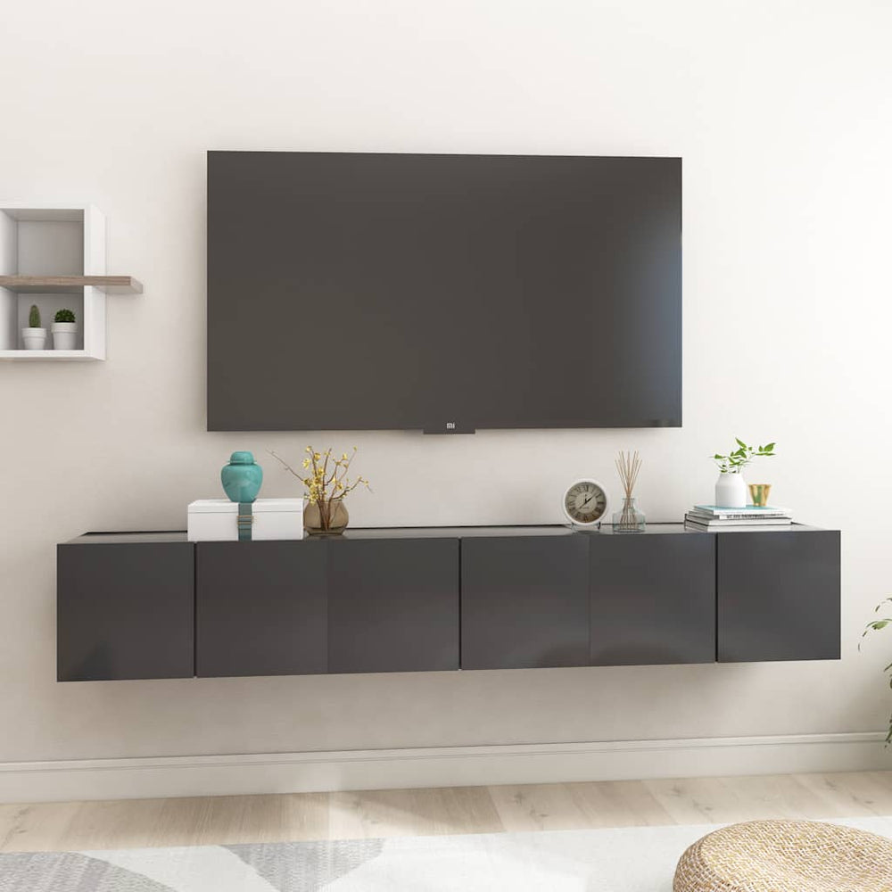 vidaXL Meubles TV muraux 3 pcs Gris 60x30x30 cm