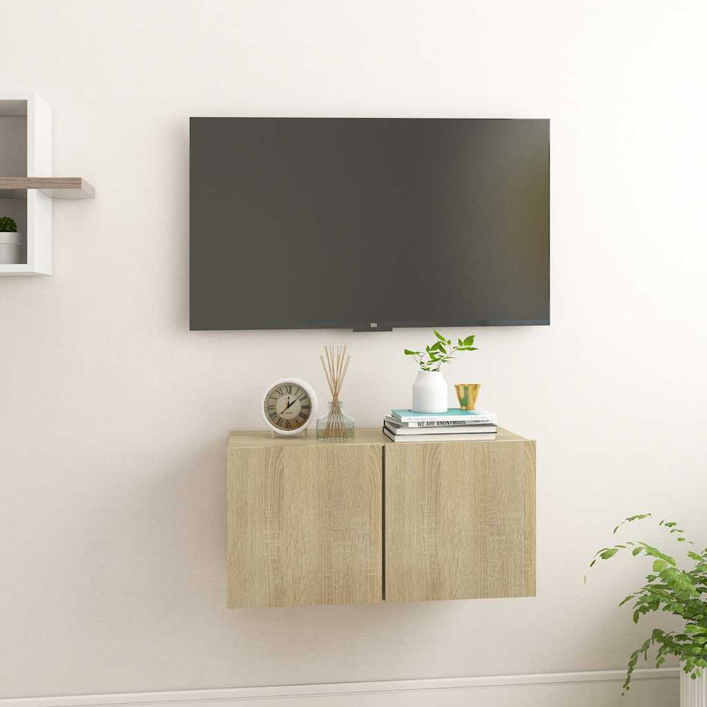 vidaXL Meuble TV mural chêne Sonoma 60x30x30 cm
