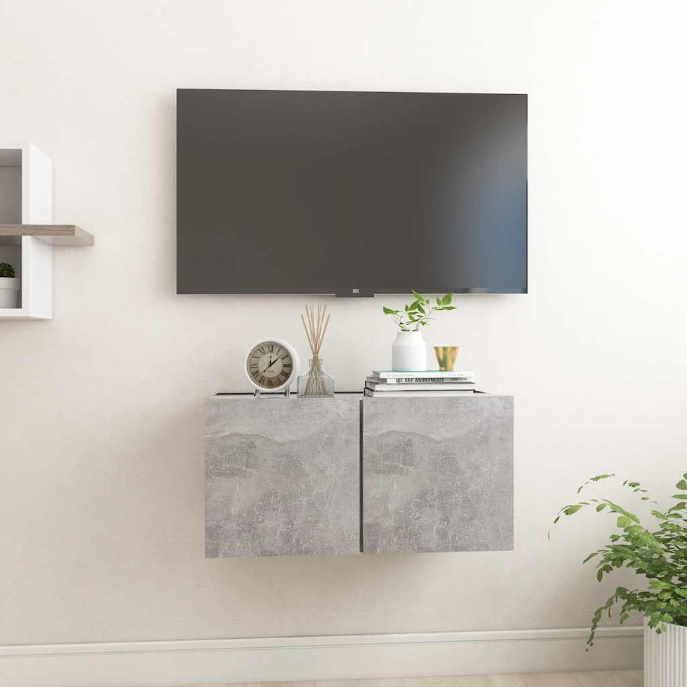 vidaXL Meuble TV suspendu gris béton 60x30x30 cm