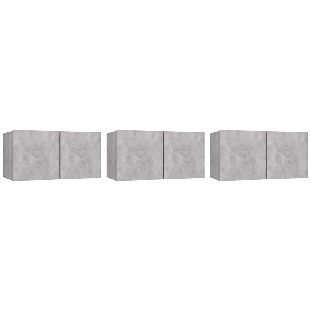 TV-Hängeschränke, 3er Set, Betongrau, 60 cm