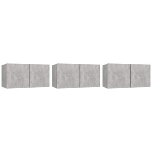 TV-Hängeschränke, 3er Set, Betongrau, 60 cm
