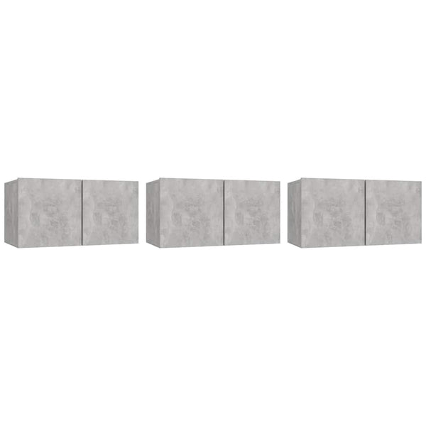 TV-Hängeschränke, 3er Set, Betongrau, 60 cm