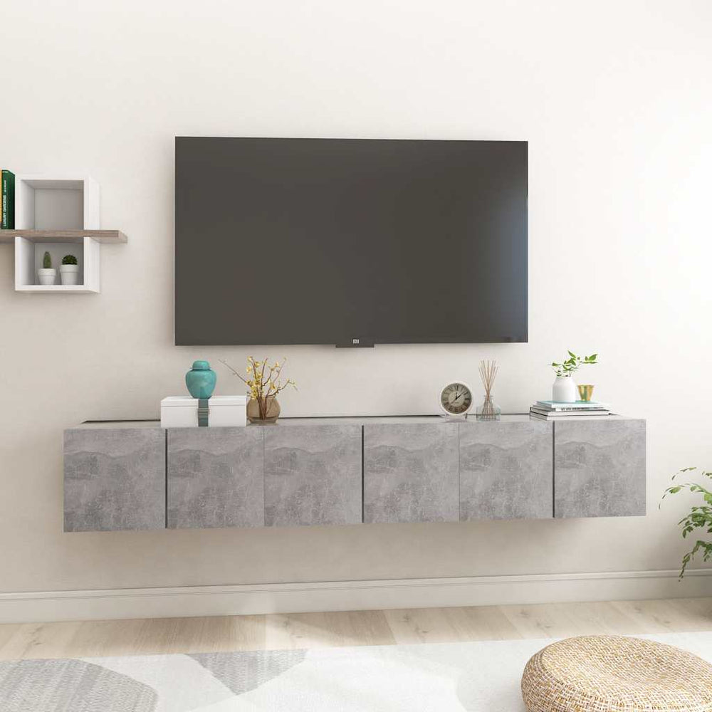 TV-Hängeschränke, 3er Set, Betongrau, 60 cm