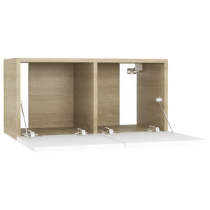 TV-Hängeschrank, Weiß & Sonoma-Eiche, 60 cm