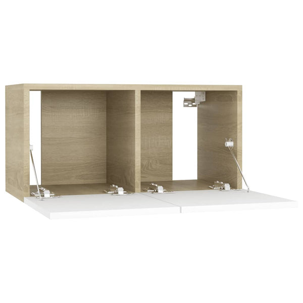 TV-Hängeschrank, Weiß & Sonoma-Eiche, 60 cm