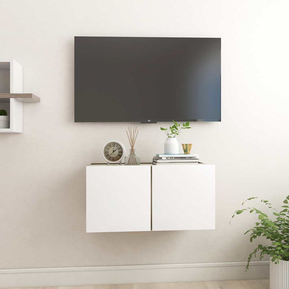 TV-Hängeschrank, Weiß & Sonoma-Eiche, 60 cm