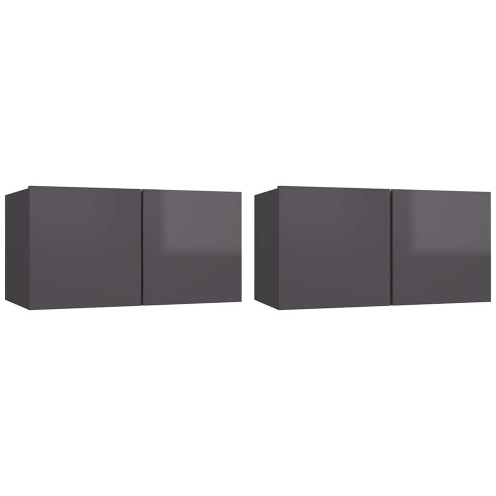 vidaXL Meubles TV suspendus 2 pcs gris brillant 60x30x30 cm