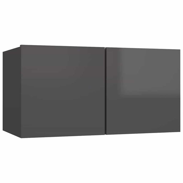 TV-Hängeschränke Grau Hochglanz, 2er-Set