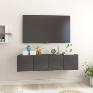 TV-Hängeschränke Grau Hochglanz, 2er-Set