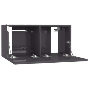 TV-Hängeschränke Grau Hochglanz, 3er Set