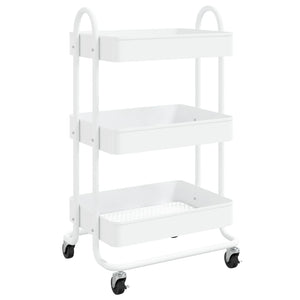 Weißer 3-Etagen-Stahlwagen 43x34x79 cm