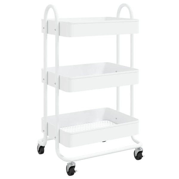 Weißer 3-Etagen-Stahlwagen 43x34x79 cm