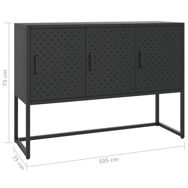 Schwarzes Stahl Sideboard 105 cm