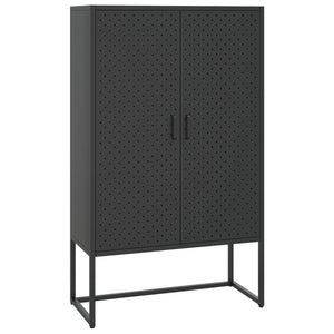 Highboard Schwarz Stahl 80x35x135 cm