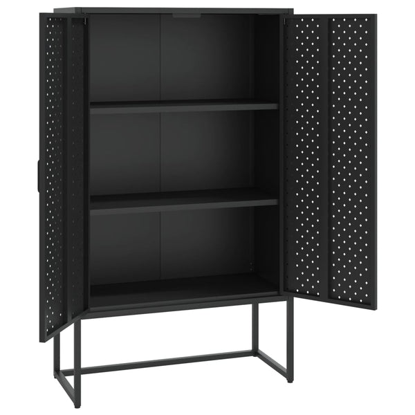 Highboard Schwarz Stahl 80x35x135 cm