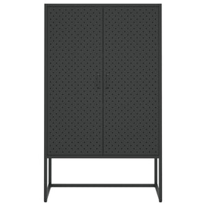 Highboard Schwarz Stahl 80x35x135 cm