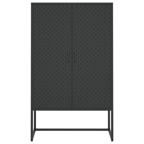 Highboard Schwarz Stahl 80x35x135 cm
