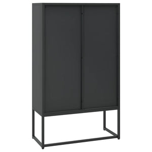 Highboard Schwarz Stahl 80x35x135 cm
