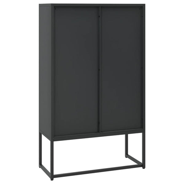 Highboard Schwarz Stahl 80x35x135 cm
