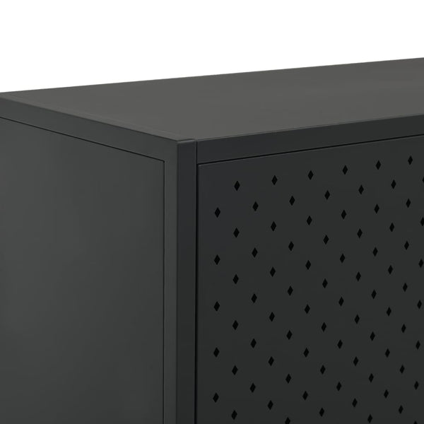 Highboard Schwarz Stahl 80x35x135 cm