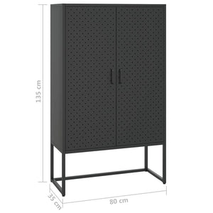 Highboard Schwarz Stahl 80x35x135 cm