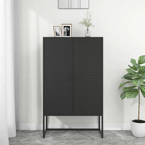 Highboard Schwarz Stahl 80x35x135 cm