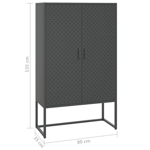 Anthrazit Highboard 80x35x135 cm