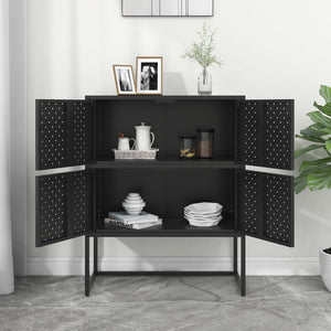 Schwarzes Highboard 80x100 cm aus Stahl