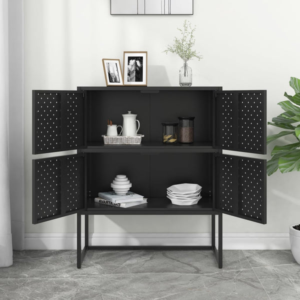 Schwarzes Highboard 80x100 cm aus Stahl