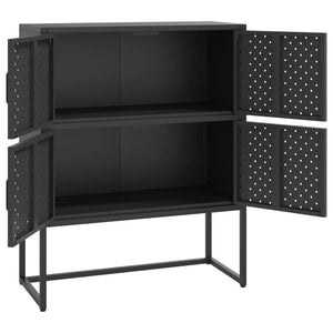 Schwarzes Highboard 80x100 cm aus Stahl