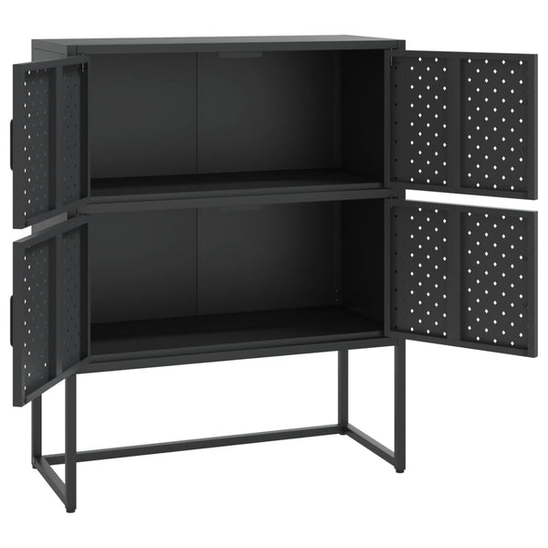 Schwarzes Highboard 80x100 cm aus Stahl