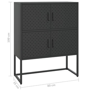 Schwarzes Highboard 80x100 cm aus Stahl