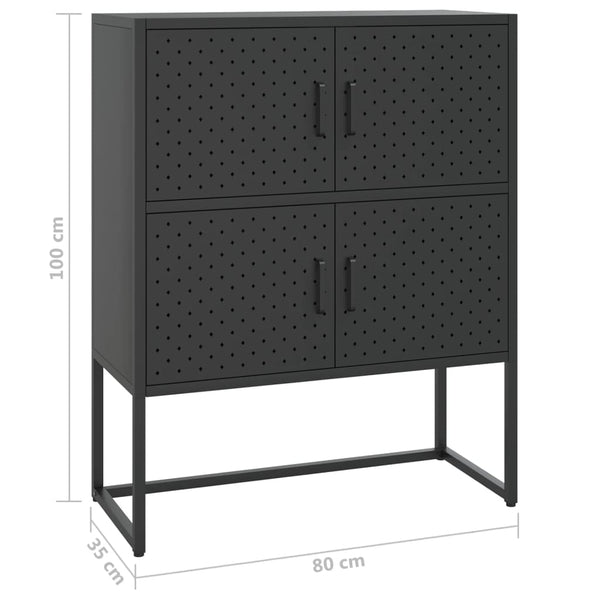 Schwarzes Highboard 80x100 cm aus Stahl