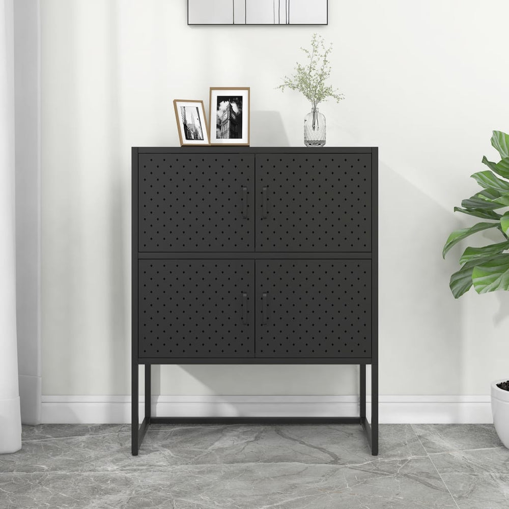 Schwarzes Highboard 80x100 cm aus Stahl