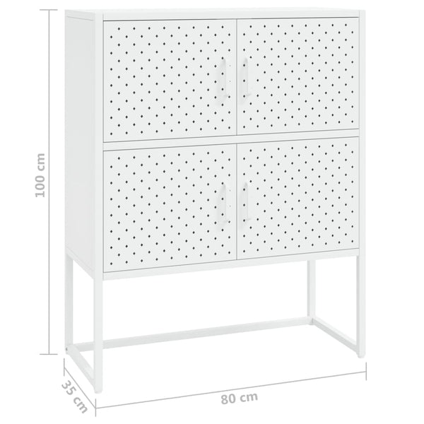 Weißes Highboard 80x100 cm Stahlschrank