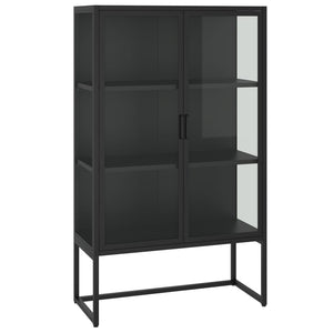 Highboard Schwarz 80x135 cm Stahl/Glas