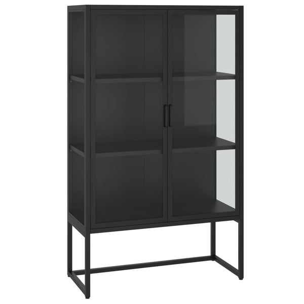 Highboard Schwarz 80x135 cm Stahl/Glas