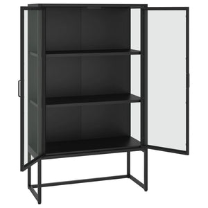 Highboard Schwarz 80x135 cm Stahl/Glas