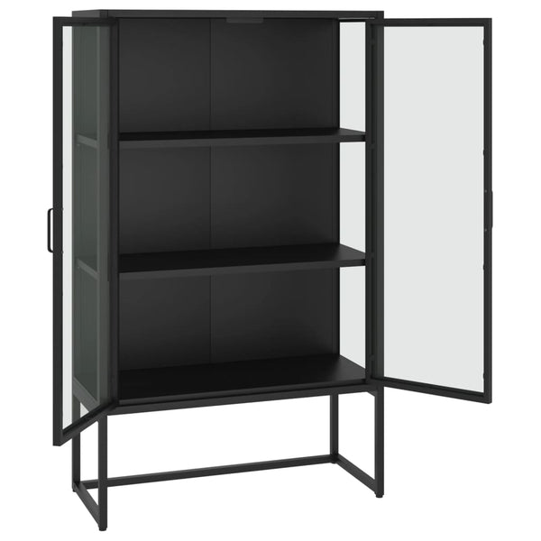 Highboard Schwarz 80x135 cm Stahl/Glas