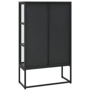 Highboard Schwarz 80x135 cm Stahl/Glas