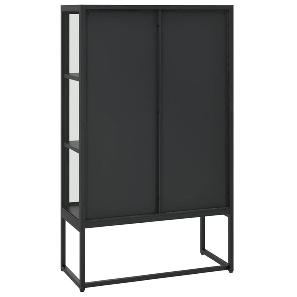 Highboard Schwarz 80x135 cm Stahl/Glas