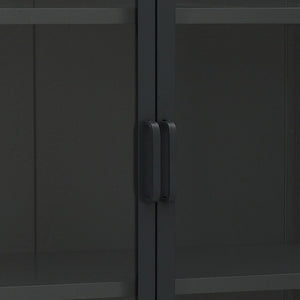 Highboard Schwarz 80x135 cm Stahl/Glas