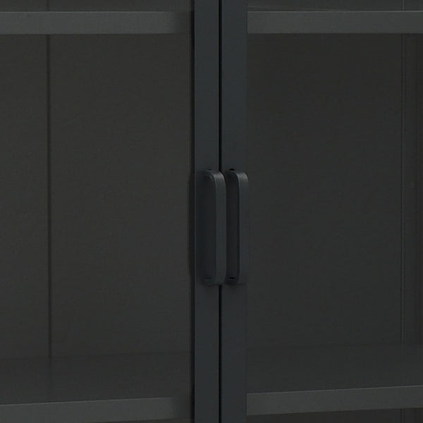 Highboard Schwarz 80x135 cm Stahl/Glas