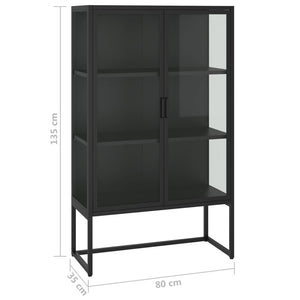 Highboard Schwarz 80x135 cm Stahl/Glas