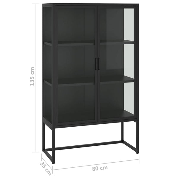Highboard Schwarz 80x135 cm Stahl/Glas