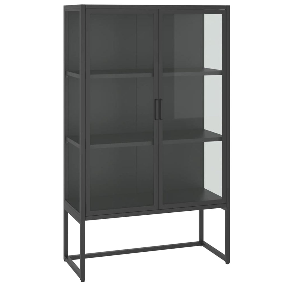 Highboard Anthrazit 80x35x135 cm Stahl/Glas