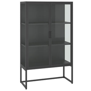 Highboard Anthrazit 80x35x135 cm Stahl/Glas